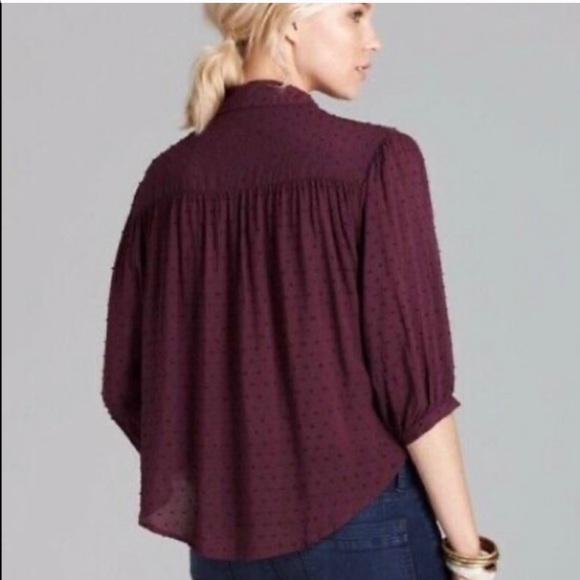 Free People Clip Dot Dobby Blouse - Picture 2 of 8